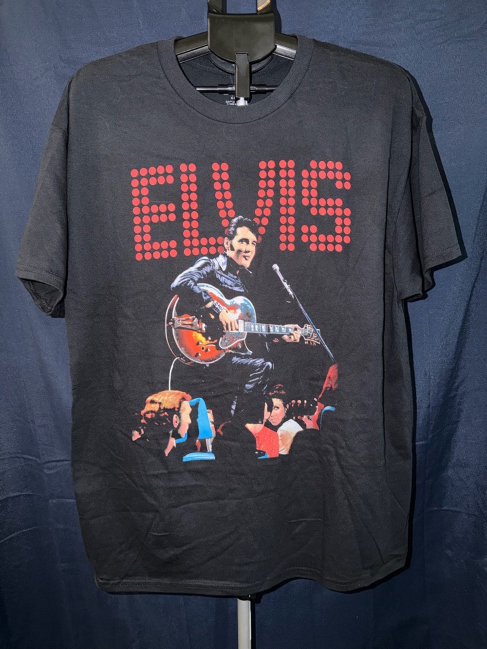 Elvis Presley Graphic Tee Concert Style Black Shirt XL